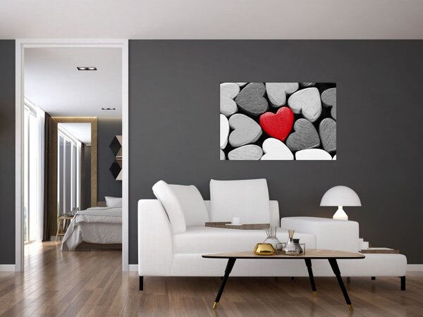 Tablou cu inimioare din lemn (90x60 cm)