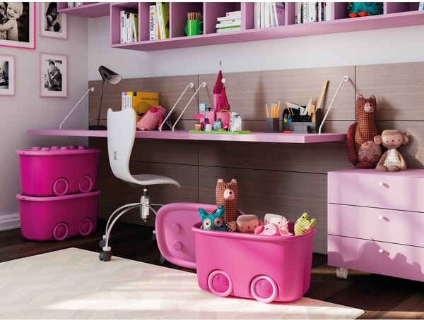 Cutie de depozitare pentru copii roz din plastic 58x39x32 cm Funny Box – KIS