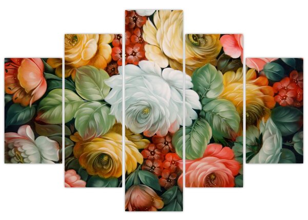 Tablou cu buchet pictat de flori (150x105 cm)