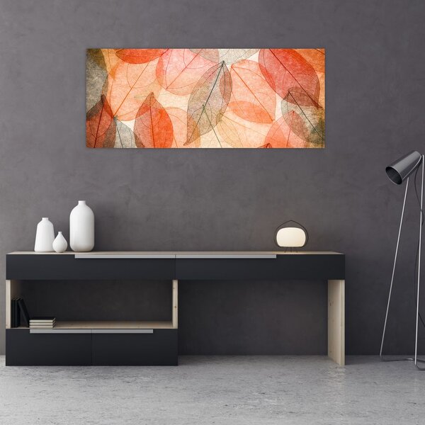 Tablou cu frunzele de toamnă pictate (120x50 cm)