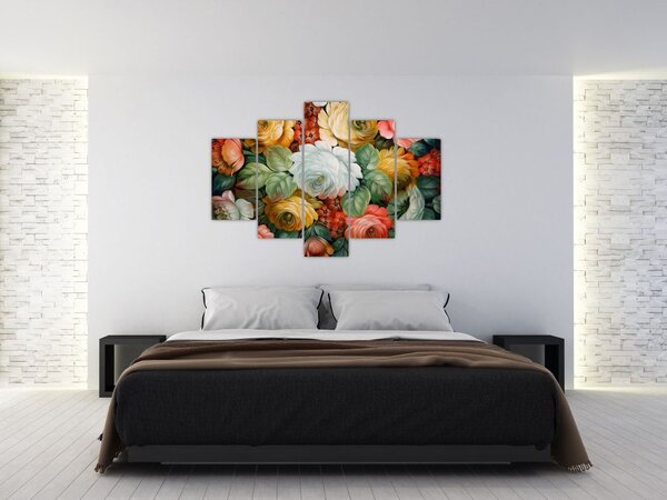 Tablou cu buchet pictat de flori (150x105 cm)