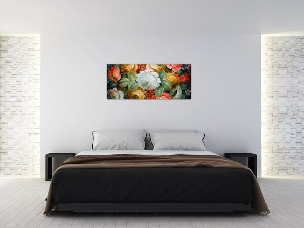 Tablou cu buchet pictat de flori (120x50 cm)