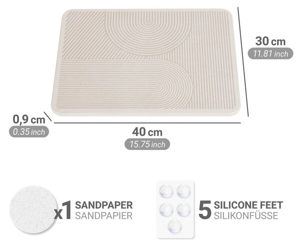 Scurgător de vase bej din diatomit 40x30 cm Damon – Wenko