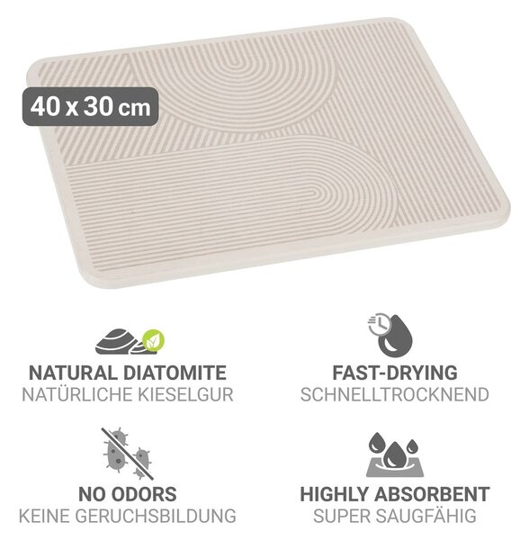 Scurgător de vase bej din diatomit 40x30 cm Damon – Wenko
