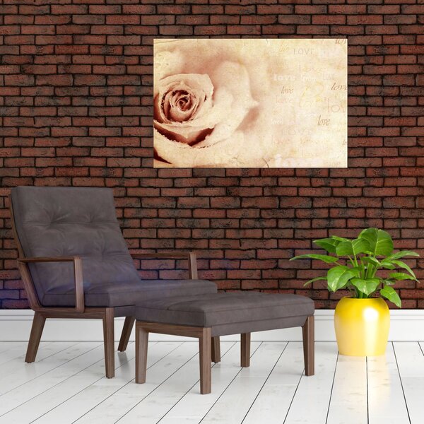 Tablou - floare de trandafir pentru îndrăgostiți (90x60 cm)