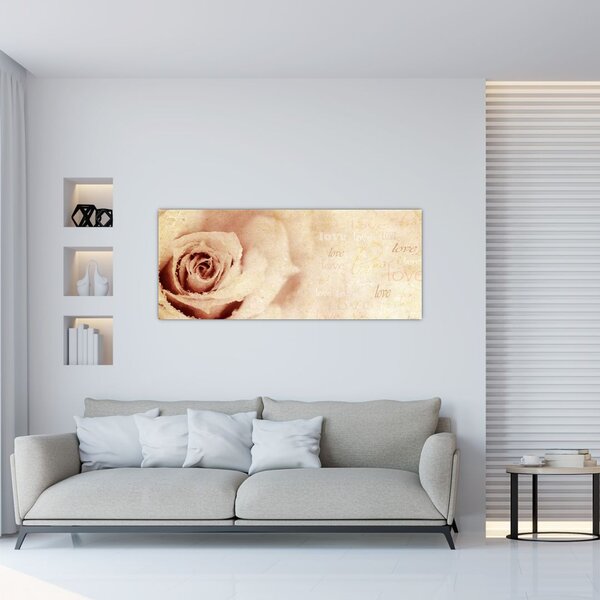 Tablou - floare de trandafir pentru îndrăgostiți (120x50 cm)