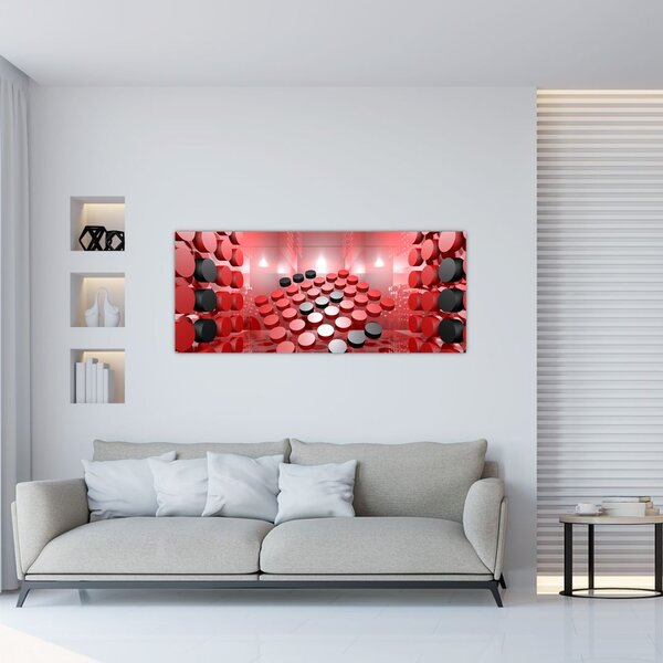 Tablou cu abstracți din butoane (120x50 cm)