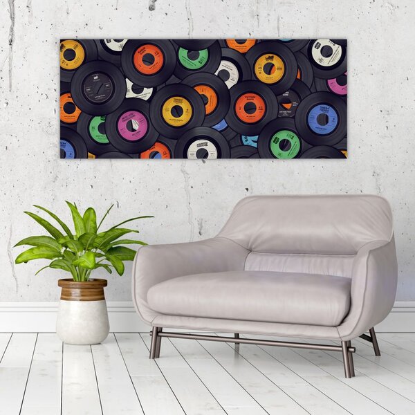 Tablou - plăci de gramofon (120x50 cm)