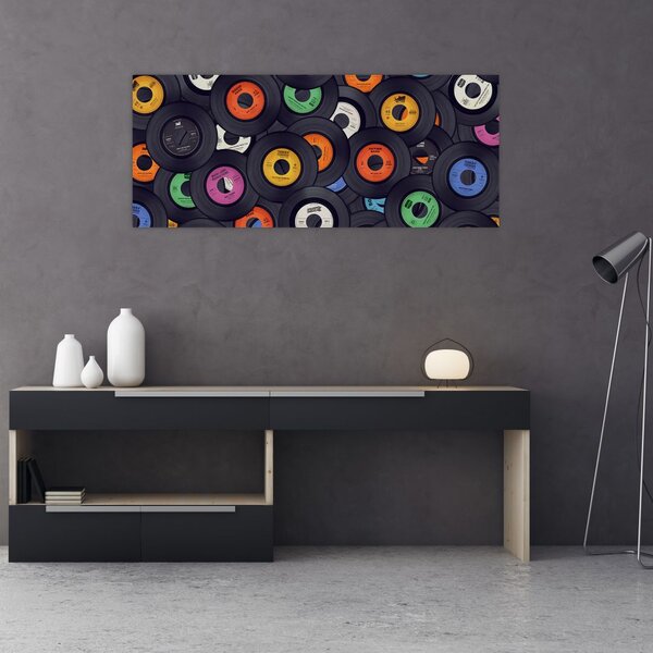 Tablou - plăci de gramofon (120x50 cm)