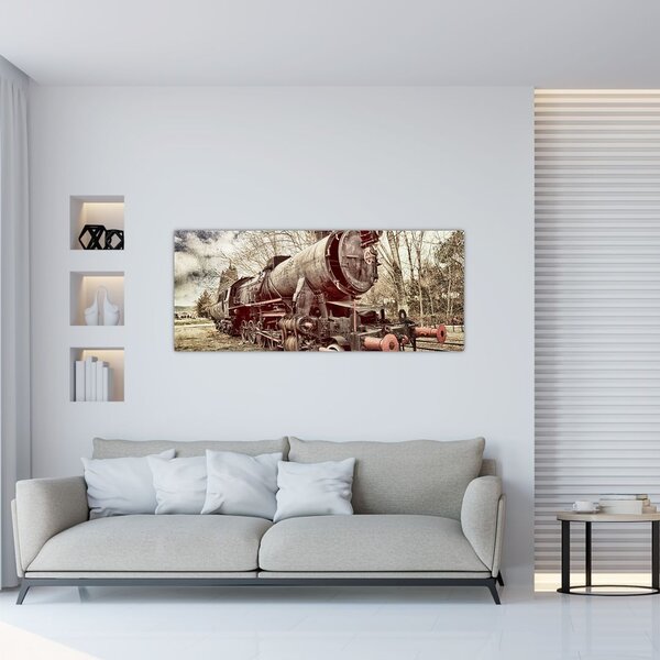 Tablou cu locomotivă istorică (120x50 cm)