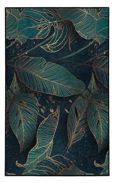 Covor culoare petrol lavabil 80x150 cm Midnight Jungle – Mila Home