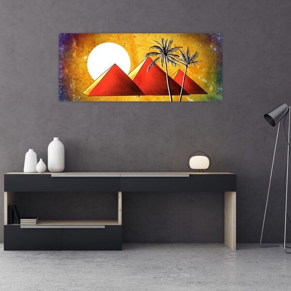 Tablou cu piramidele egiptene pictate (120x50 cm)