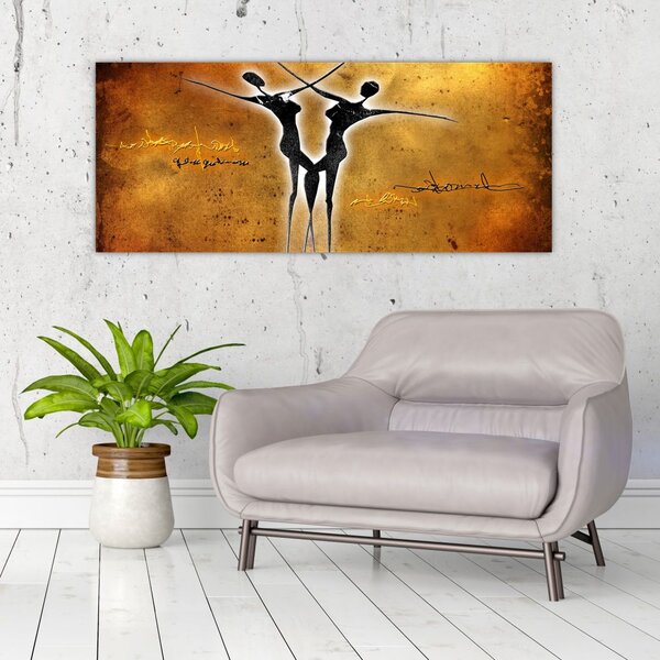Tablou perechii dansând pictate (120x50 cm)