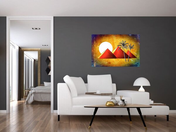 Tablou cu piramidele egiptene pictate (90x60 cm)