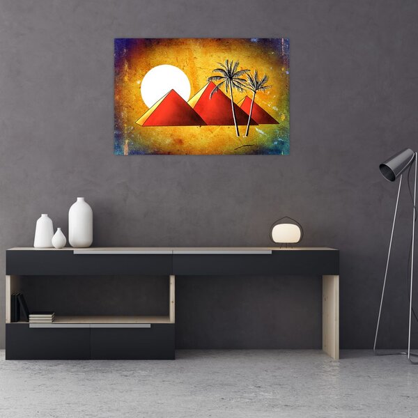 Tablou cu piramidele egiptene pictate (90x60 cm)