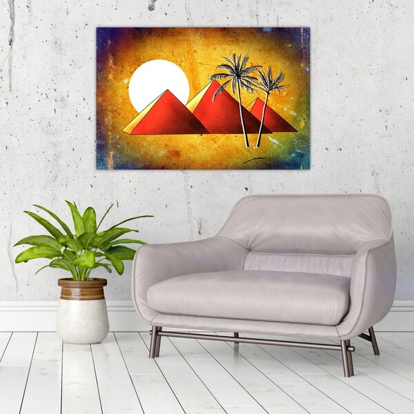 Tablou cu piramidele egiptene pictate (90x60 cm)