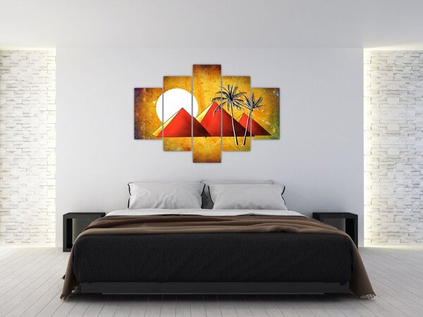 Tablou cu piramidele egiptene pictate (150x105 cm)