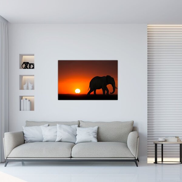 Tablou cu elefant în apus de soare (90x60 cm)