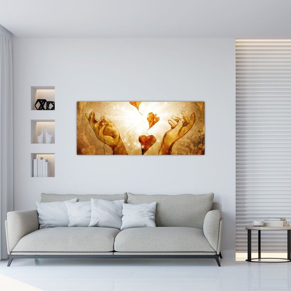 Tablou - pictura mâinilor pline de dragoste (120x50 cm)