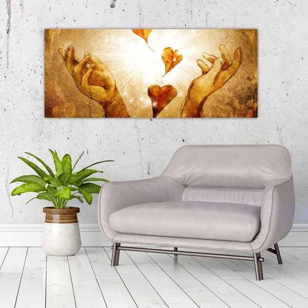 Tablou - pictura mâinilor pline de dragoste (120x50 cm)