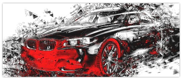 Tablou - Mașina pictată în acțiune (120x50 cm)
