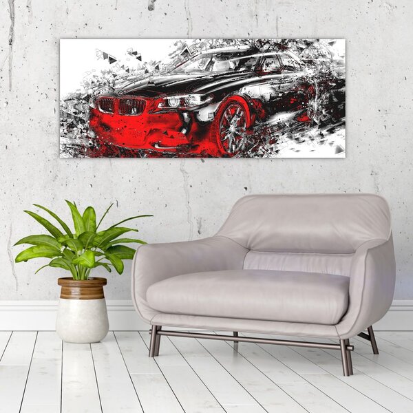 Tablou - Mașina pictată în acțiune (120x50 cm)