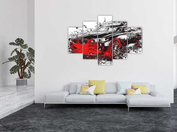 Tablou - Mașina pictată în acțiune (150x105 cm)