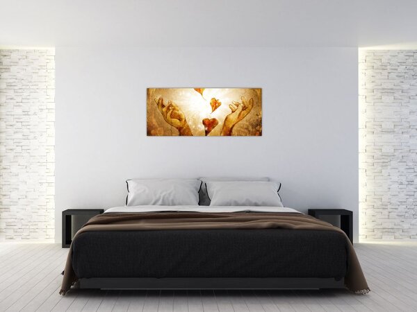 Tablou - pictura mâinilor pline de dragoste (120x50 cm)