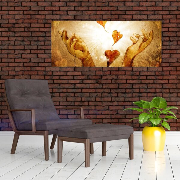 Tablou - pictura mâinilor pline de dragoste (120x50 cm)