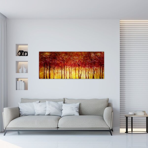 Tablou - Pictura pădurii cu frunziș (120x50 cm)