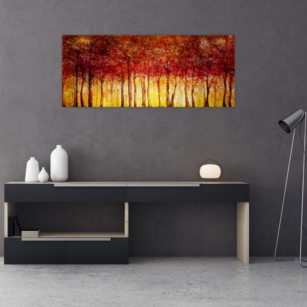 Tablou - Pictura pădurii cu frunziș (120x50 cm)