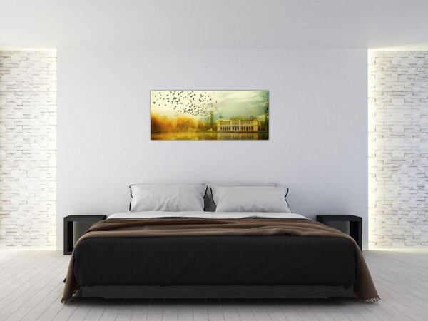 Tablou peisajului pictat cu sediul (120x50 cm)