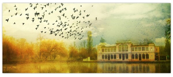Tablou peisajului pictat cu sediul (120x50 cm)