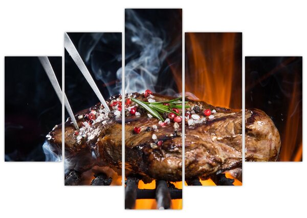 Tablou cu steac pe grill (150x105 cm)
