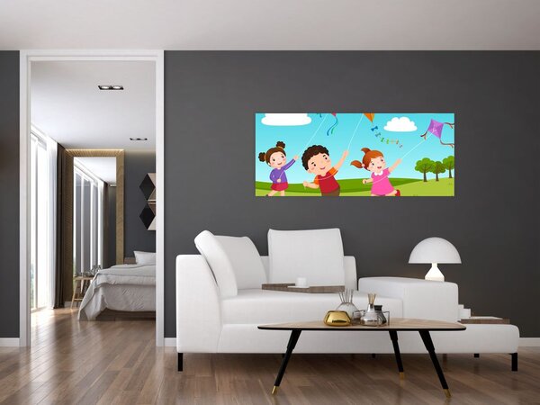 Tablou - Copii cu zmeu (120x50 cm)