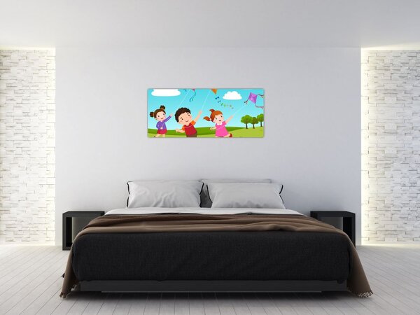 Tablou - Copii cu zmeu (120x50 cm)