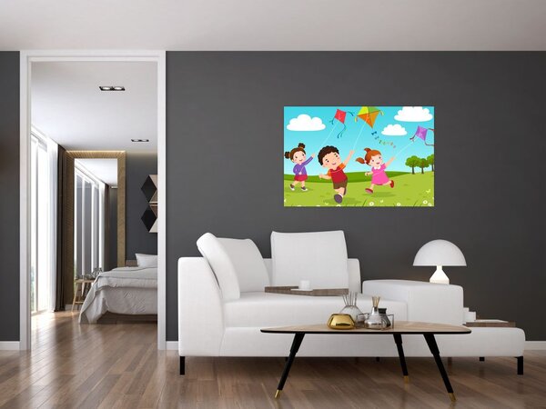 Tablou - Copii cu zmeu (90x60 cm)