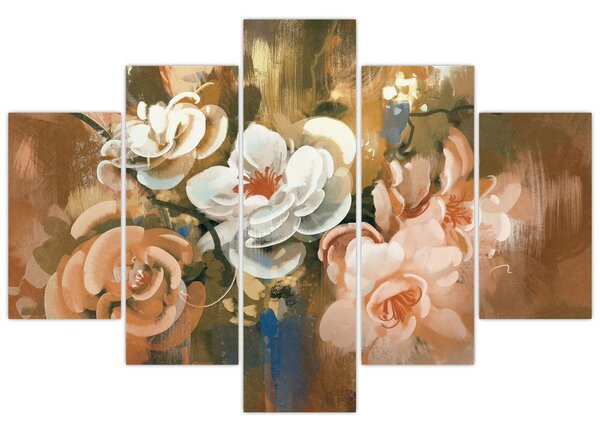 Tablou -Buchet de flori pictat (150x105 cm)