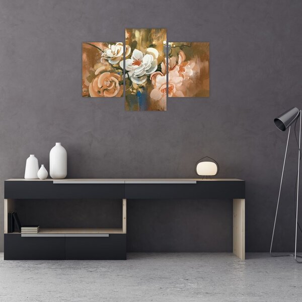 Tablou -Buchet de flori pictat (90x60 cm)