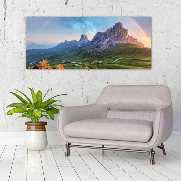 Tablou cu curcupeu deasupra stâncilor (120x50 cm)