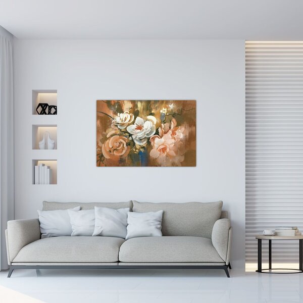 Tablou -Buchet de flori pictat (90x60 cm)