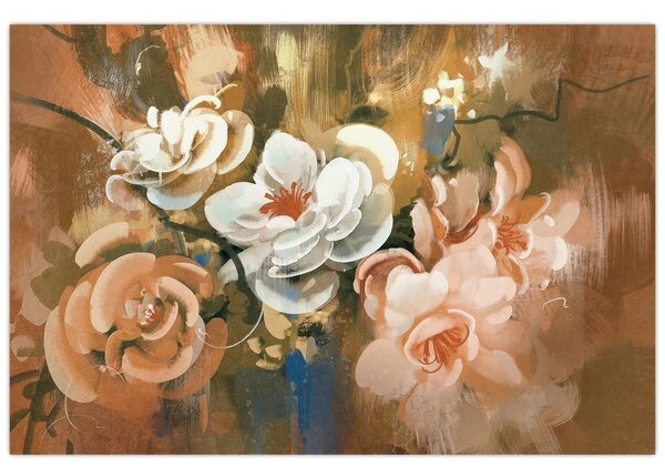Tablou -Buchet de flori pictat (90x60 cm)