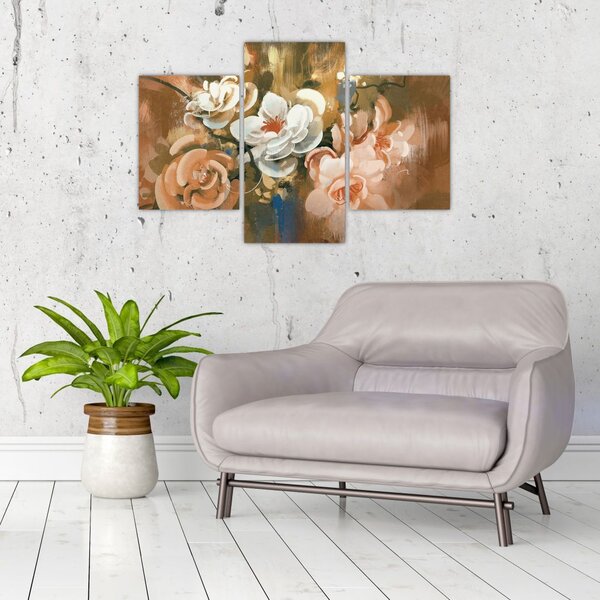 Tablou -Buchet de flori pictat (90x60 cm)