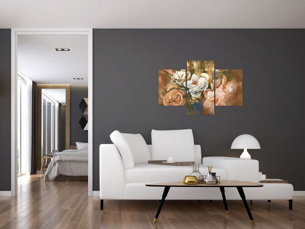 Tablou -Buchet de flori pictat (90x60 cm)