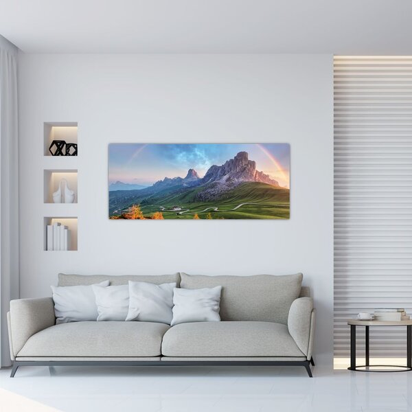 Tablou cu curcupeu deasupra stâncilor (120x50 cm)