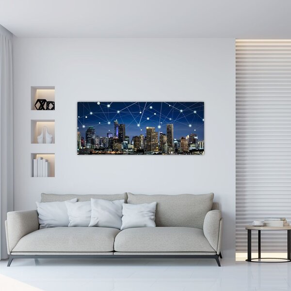 Tablou - Municipiul nocturn (120x50 cm)
