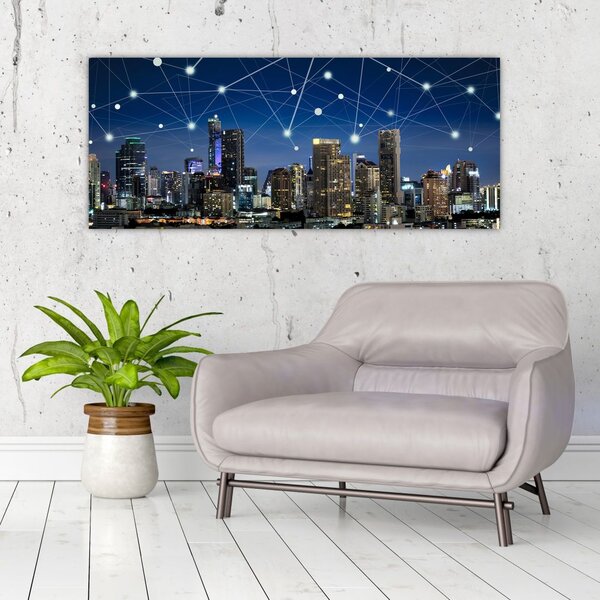 Tablou - Municipiul nocturn (120x50 cm)