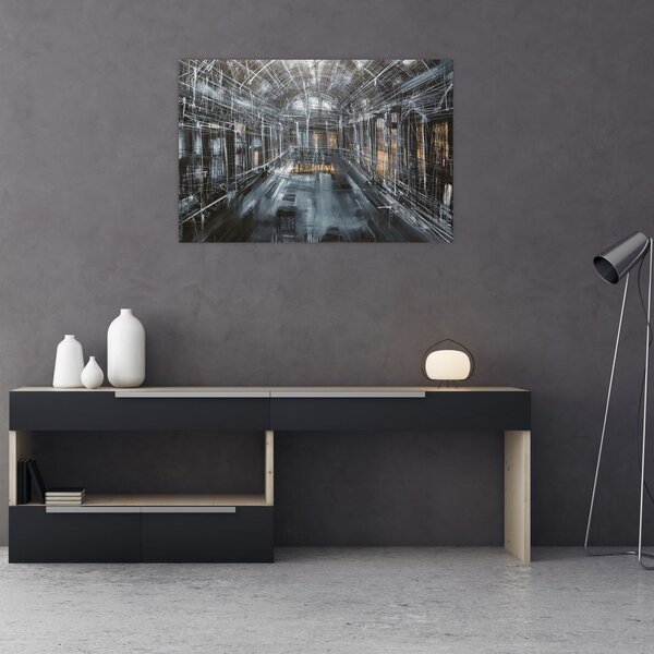 Tablou cu u interiorul clădirii vechi (90x60 cm)