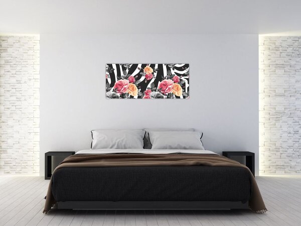 Tablou cu trandafiri înfloriți (120x50 cm)