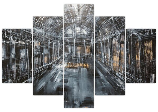 Tablou cu u interiorul clădirii vechi (150x105 cm)